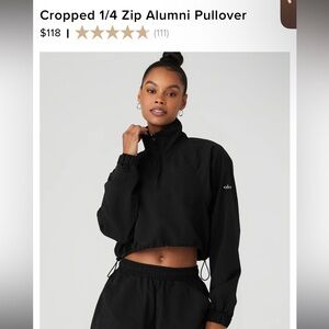 Alo Yoga Cropped 1/4 Zip Alumni Pullover